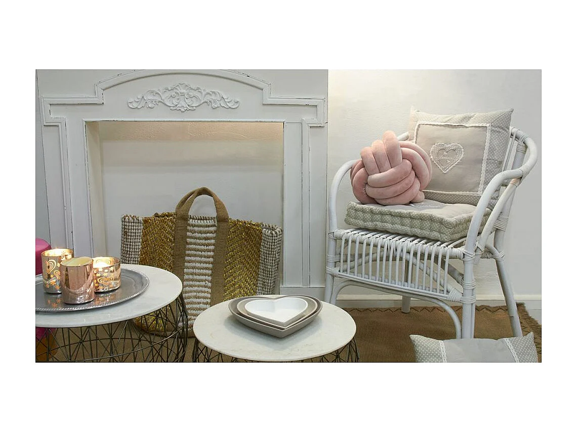 Cuscino a cuore in cotone e lino grigio