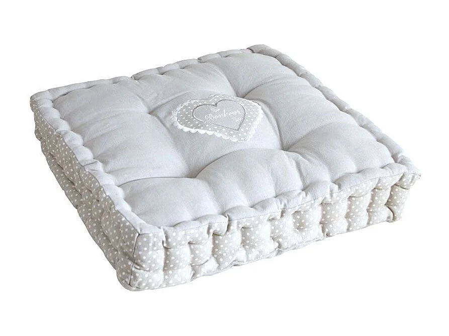 Cuscino a cuore in cotone e lino grigio