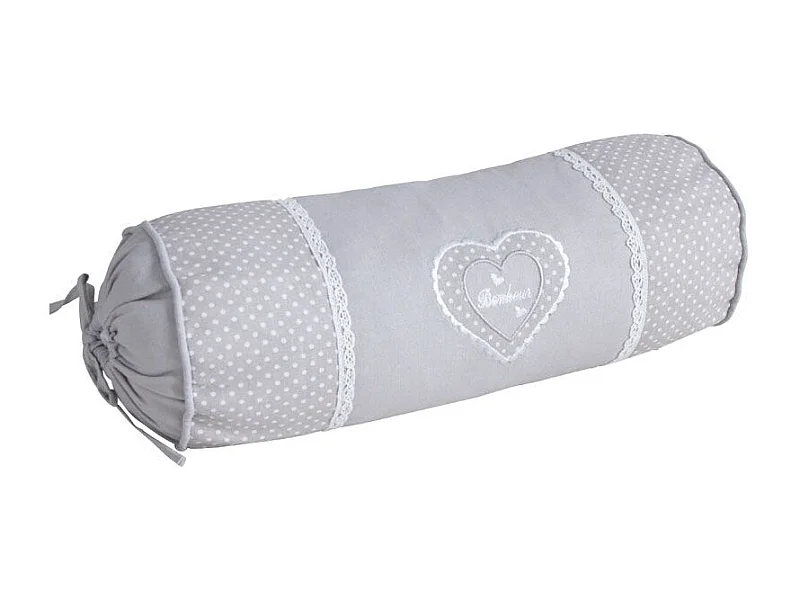 Cuscino boudin in cotone e lino grigio