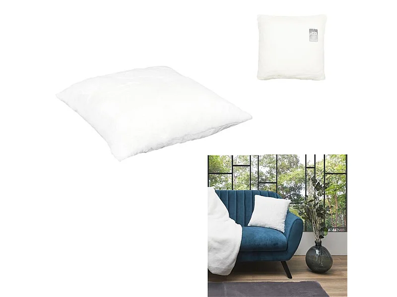 Coussin Imit Fourrure Opulence Ecru 40x40cm Blanc