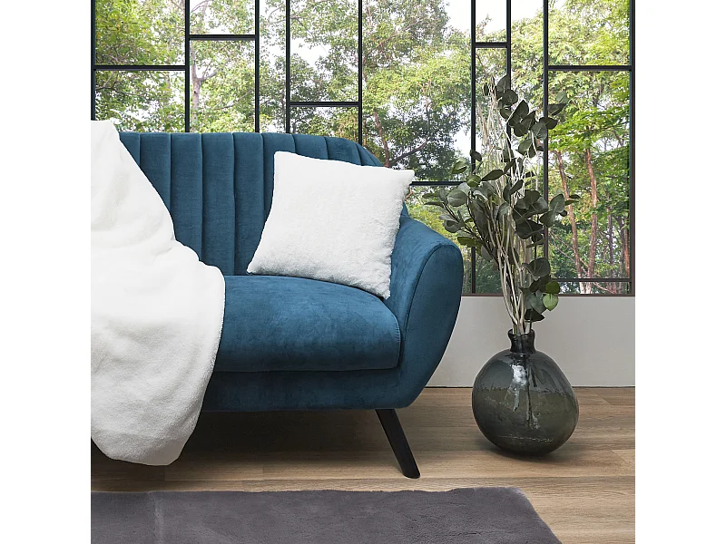 Coussin Imit Fourrure Opulence Ecru 40x40cm Blanc