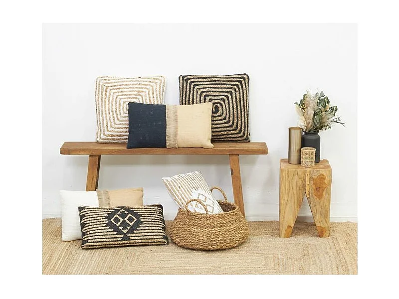 Coussins à motif en jute et coton (Lot de 3)