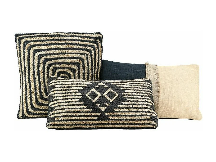 Coussins à motif en jute et coton (Lot de 3)