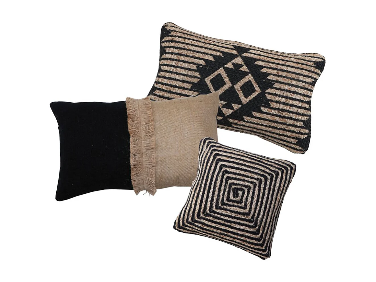 Coussins à motif en jute et coton (Lot de 3)