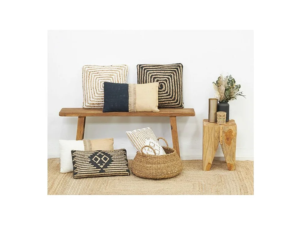 Coussins à motif en jute et coton (Lot de 3)