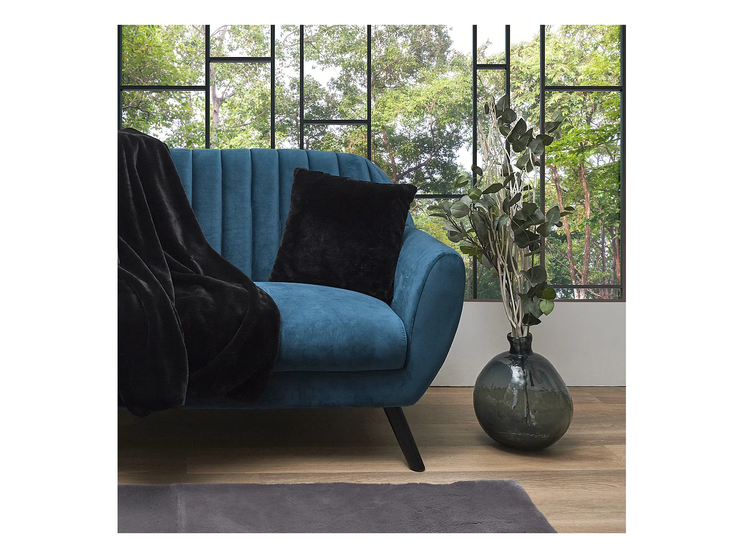 Coussin Imit Fourrure Opulence Noir 40x40cm Noir