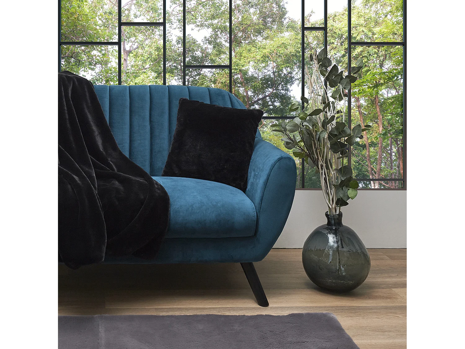 Coussin Imit Fourrure Opulence Noir 40x40cm Noir