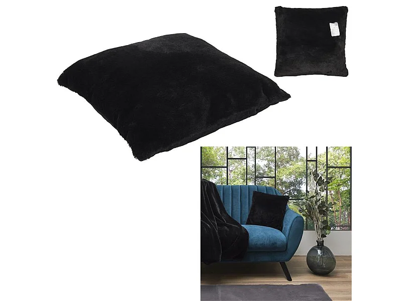 Coussin Imit Fourrure Opulence Noir 40x40cm Noir