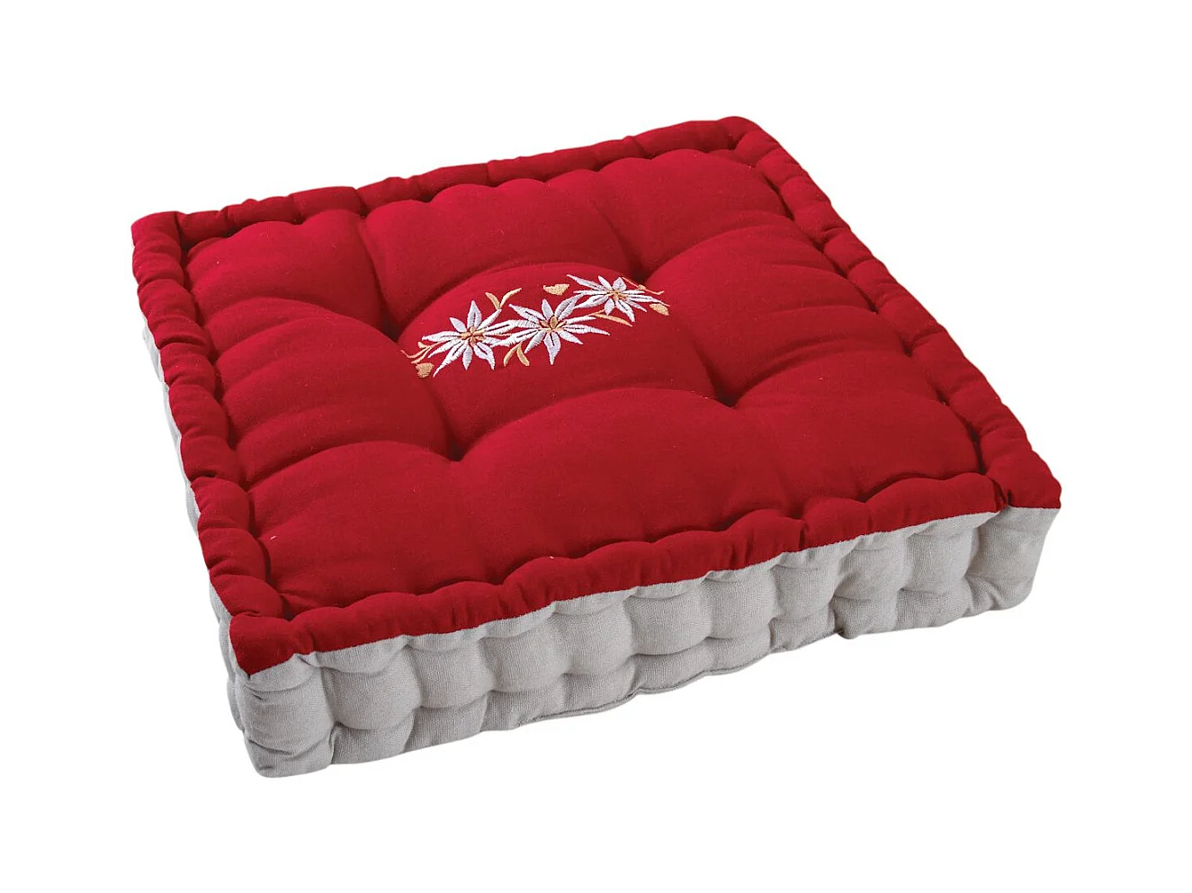 Coussin carré en coton et lin Edelweiss