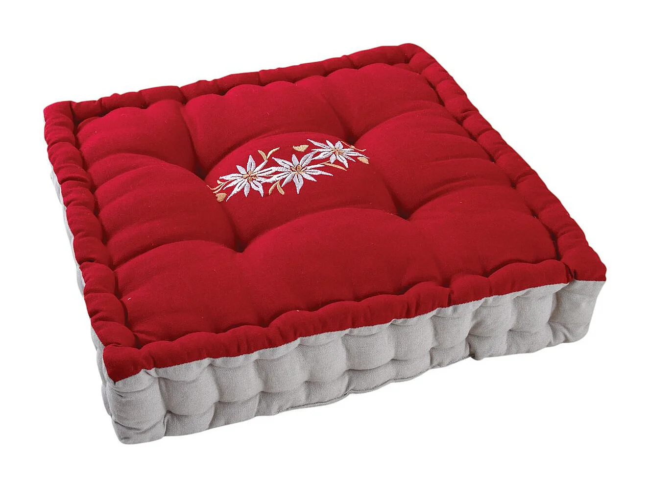 Coussin carré en coton et lin Edelweiss