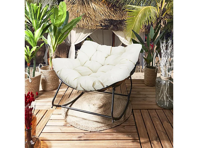 Fauteuil A Bacsule Tulum Coussin Beige Beige, Marron