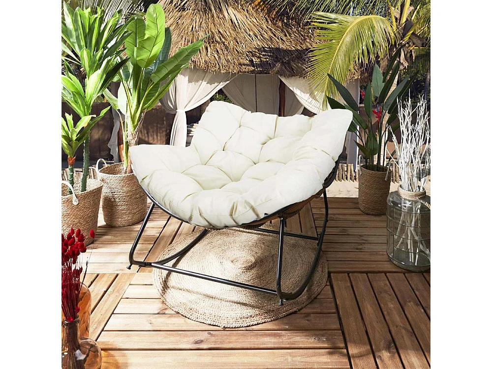 Fauteuil A Bacsule Tulum Coussin Beige Beige, Marron