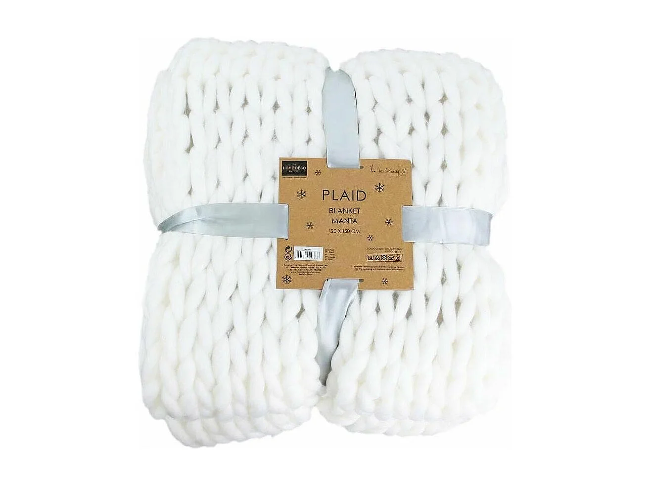 Plaid Déco Maille "Chunky" 120x150cm Écru