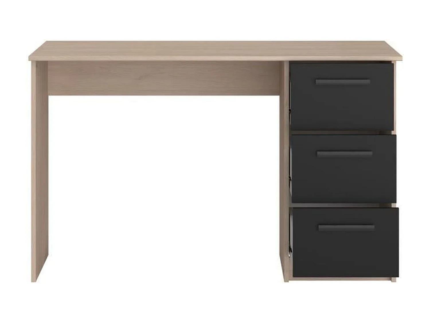 Bureau droit 3 tiroirs - Décor chene Brooklyn - L 121,4 x P 55 x H 74.5 cm - ESSENTIELLE