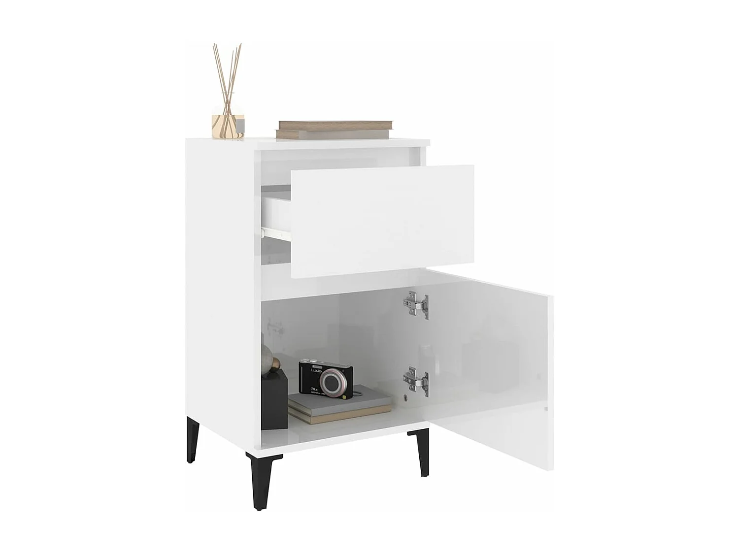 Tables de chevet 2 pcs blanc brillant 40x35x70 cm