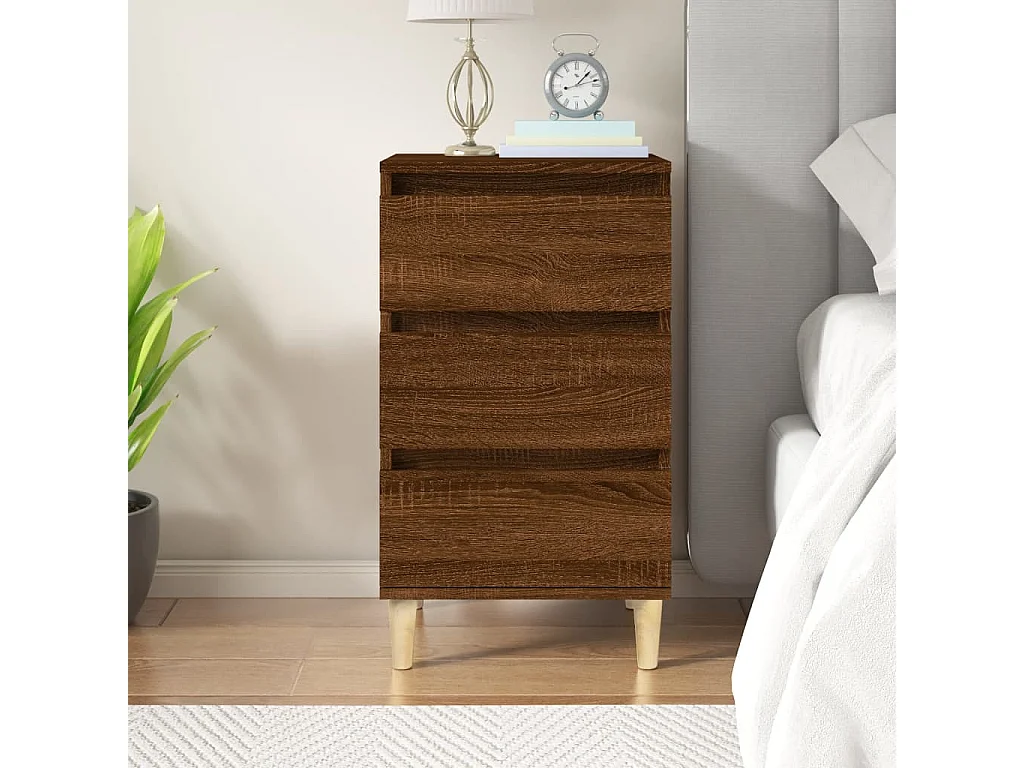 Table de chevet chêne marron 40x35x70 cm bois d'ingénierie