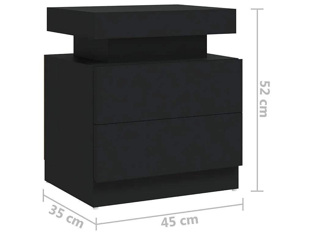 Table de chevet Noir 45x35x52 cm Aggloméré