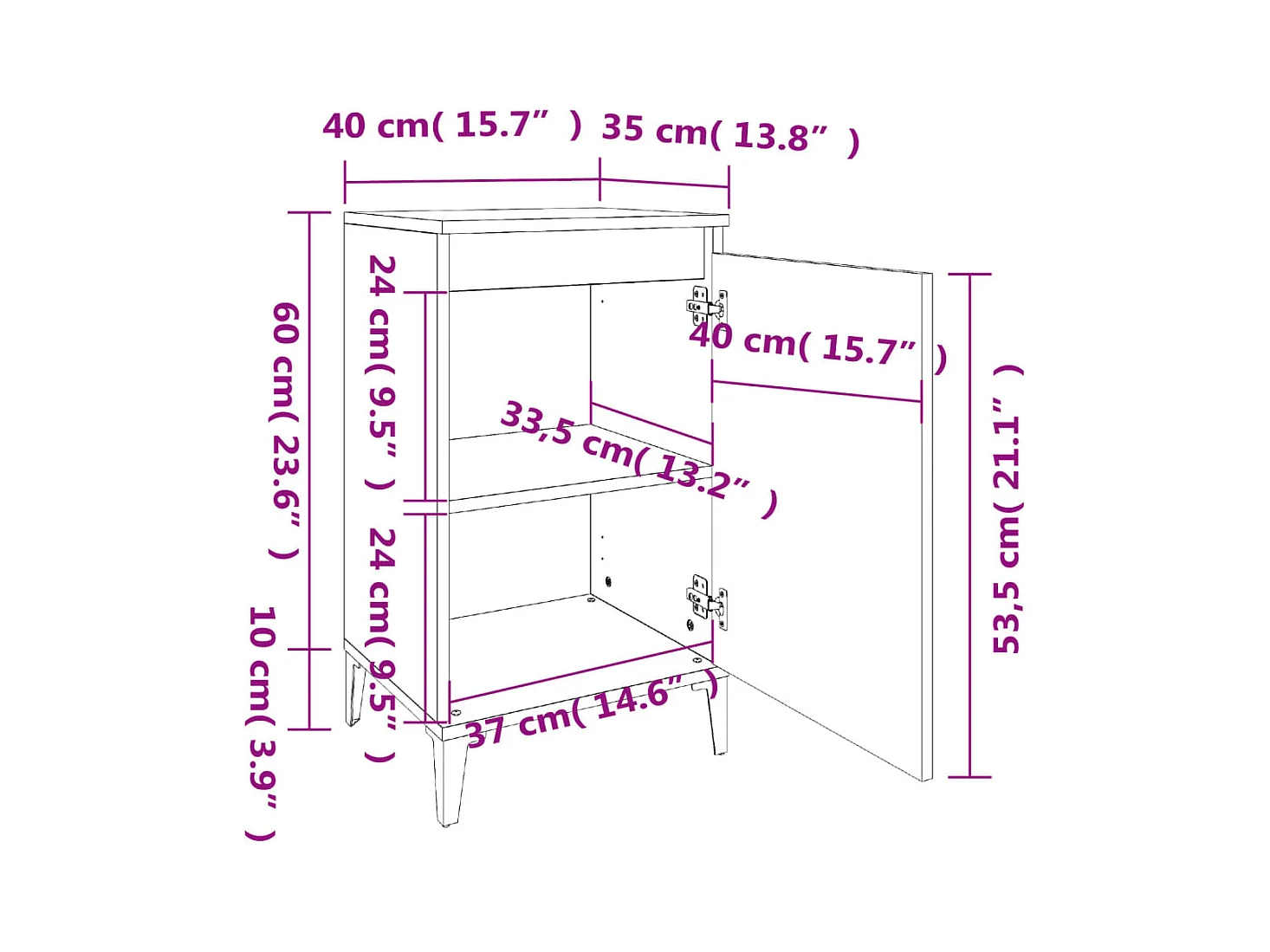 Nachttisch Räuchereiche 40x35x70 cm Holzwerkstoff