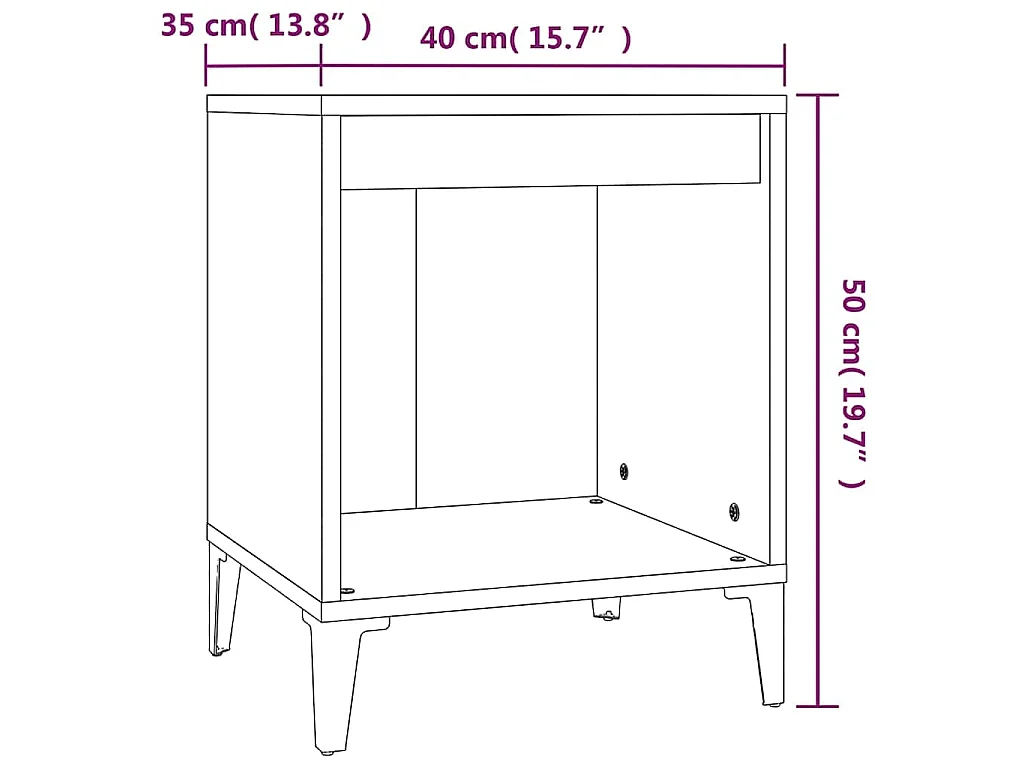 Table de chevet Gris béton 40x35x50 cm