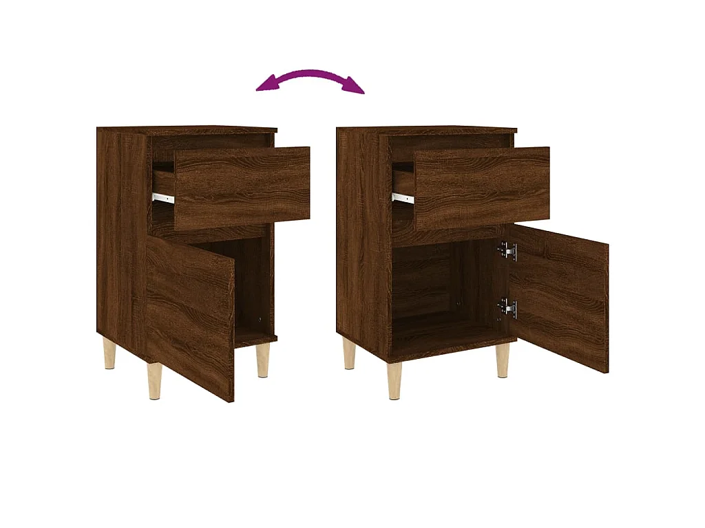 Tables de chevet 2 pcs chêne marron 40x35x70 cm