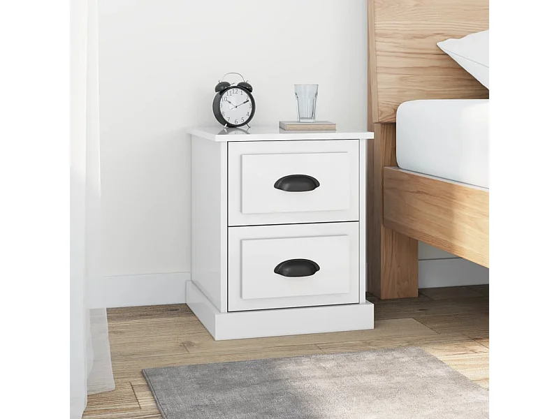 Nachtkastjes 2 st 39x39x47,5 cm bewerkt hout hoogglans wit