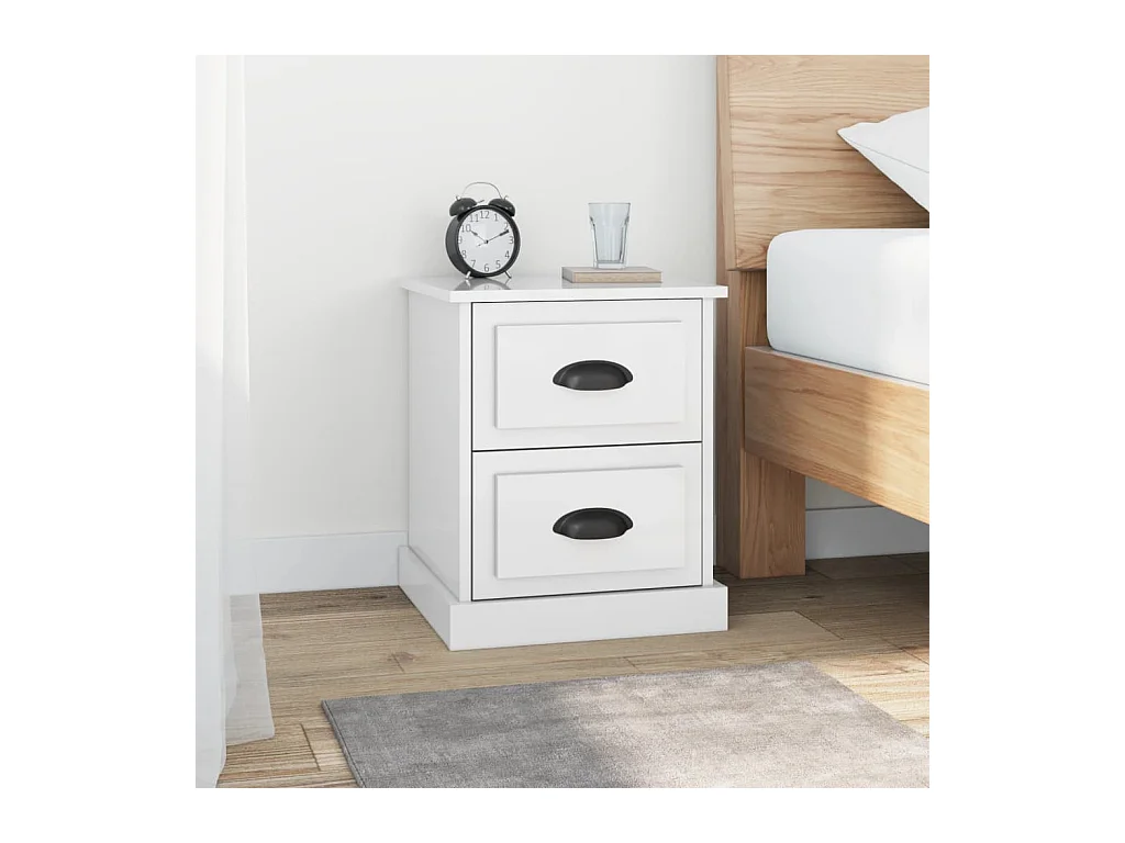 Tables de chevet 2 pcs blanc brillant 39x39x47,5 cm