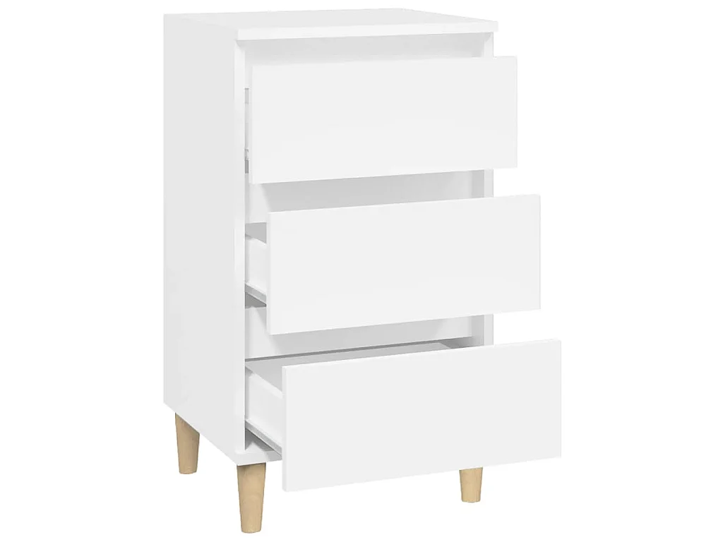 Table de chevet blanc 40x35x70 cm bois d’ingénierie