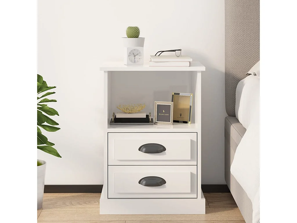 Table de chevet blanc brillant 43x36x60 cm