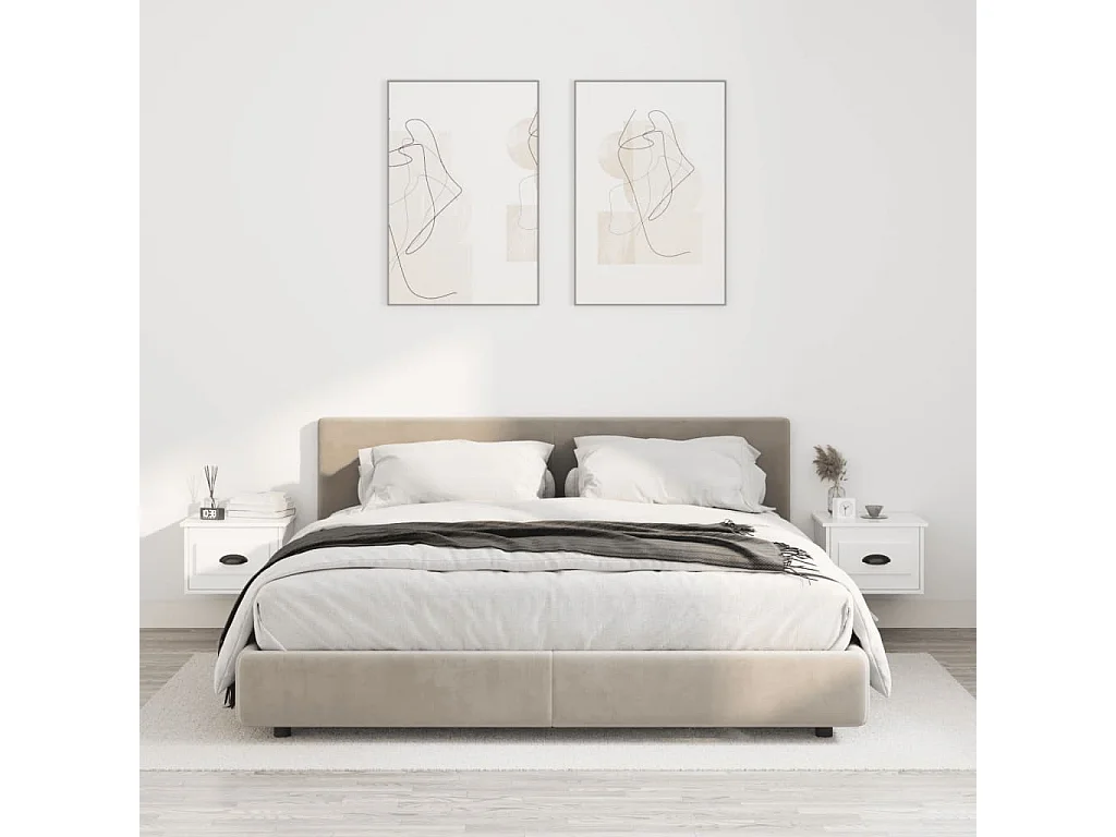 Tables de chevet murales 2 pcs blanc brillant 41,5x36x28 cm