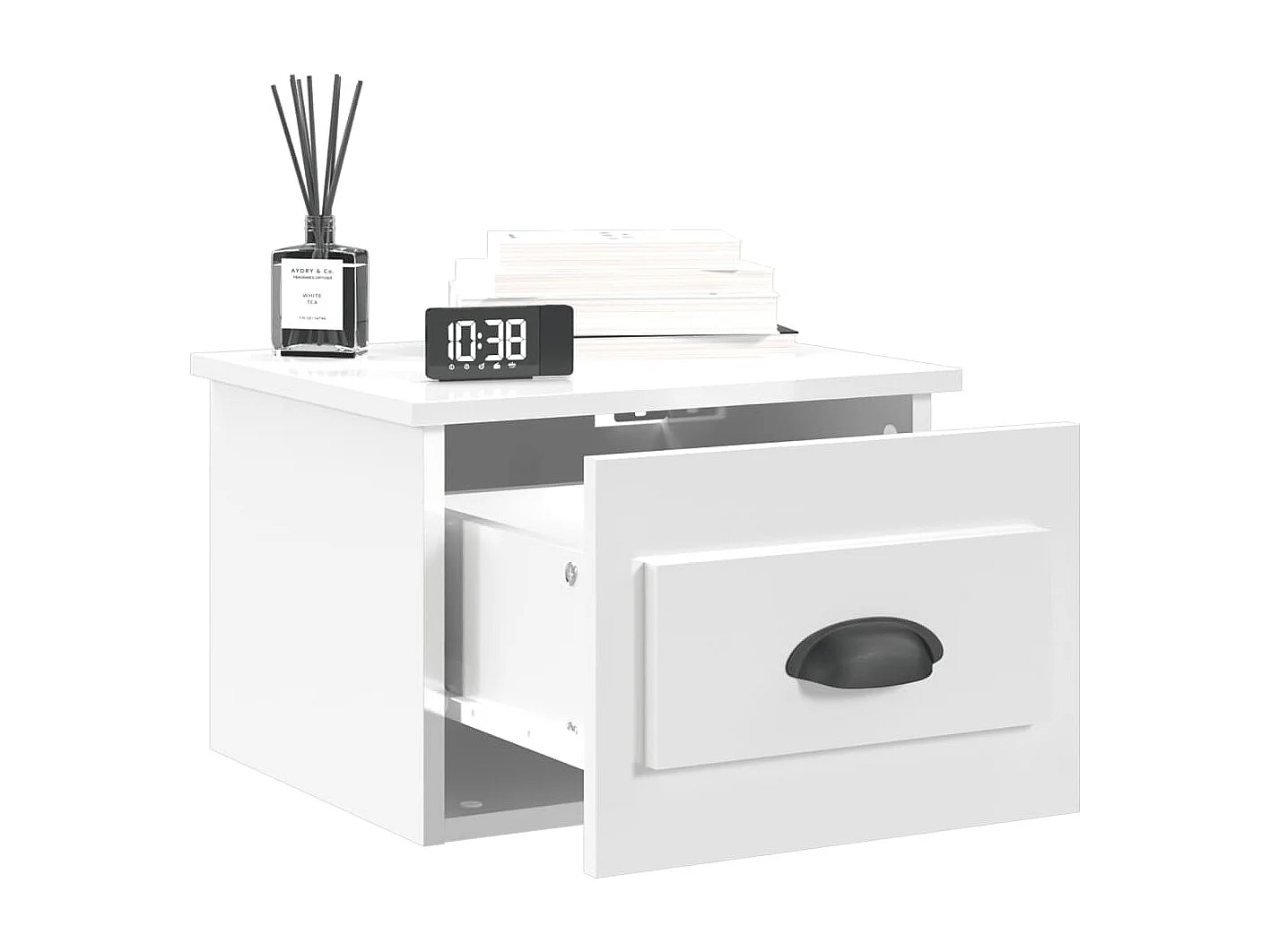 Tables de chevet murales 2 pcs blanc brillant 41,5x36x28 cm