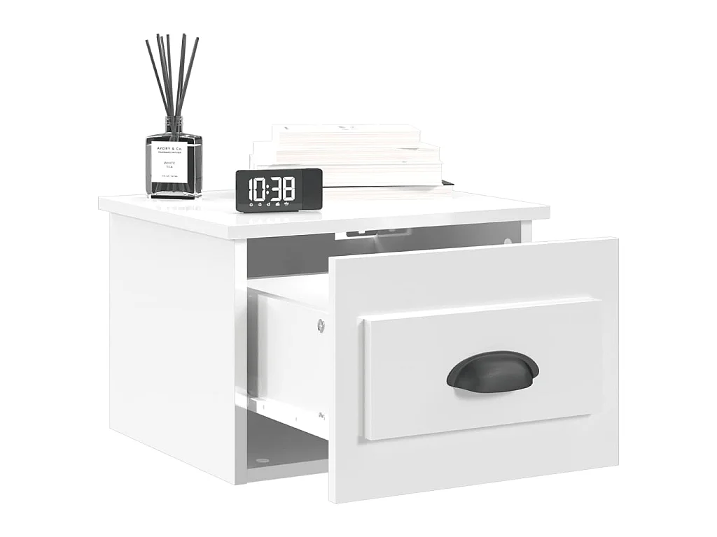 Tables de chevet murales 2 pcs blanc brillant 41,5x36x28 cm