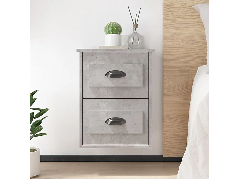 Tables de chevet murales 2 pcs gris béton 41,5x36x53 cm