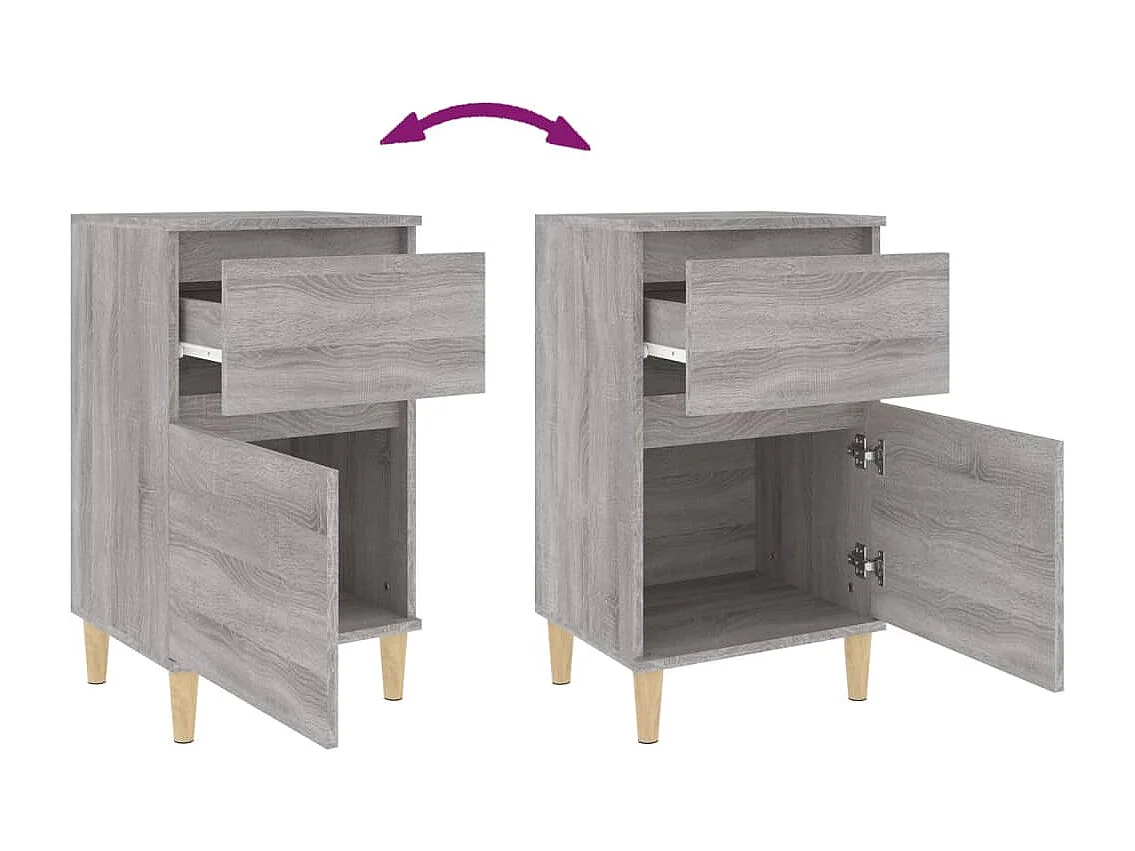 Nachtkastjes 2 st 40x35x70 cm bewerkt hout grijs sonoma eiken