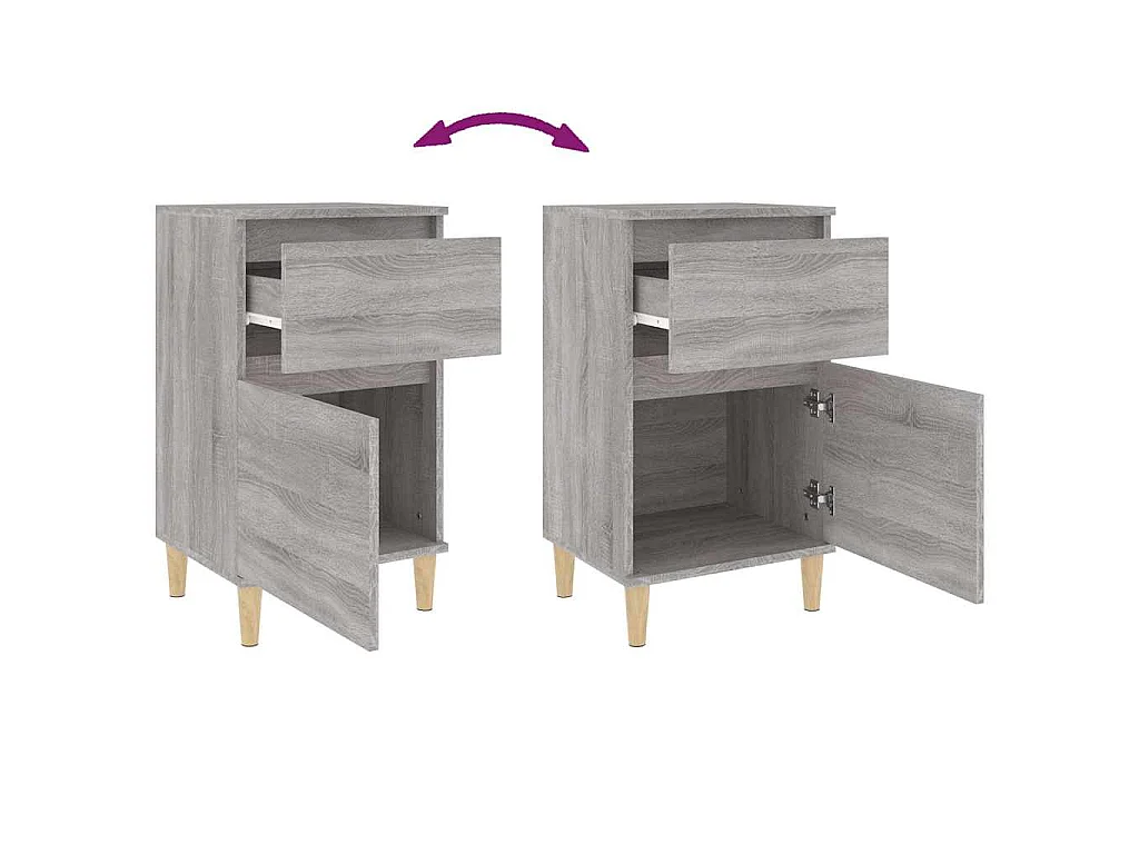 Nachtkastjes 2 st 40x35x70 cm bewerkt hout grijs sonoma eiken