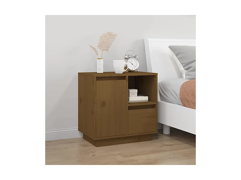 Nachtkastje 50x34x50 cm massief grenenhout honingbruin