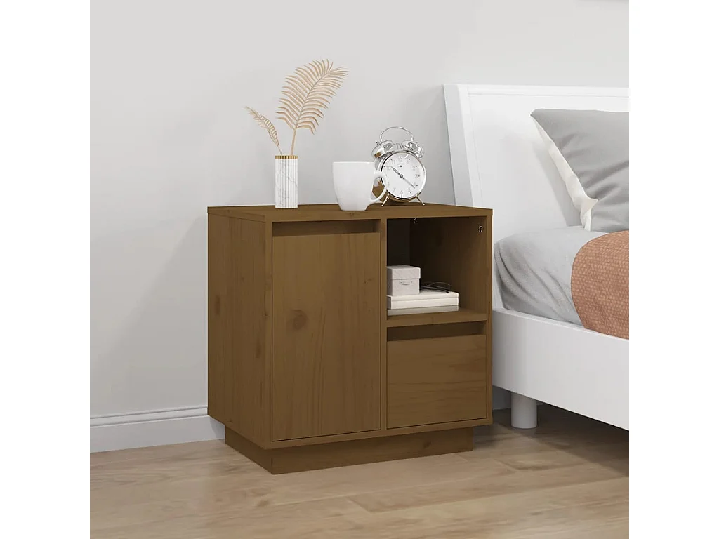 Table de chevet Marron miel 50x34x50 cm Bois de pin massif
