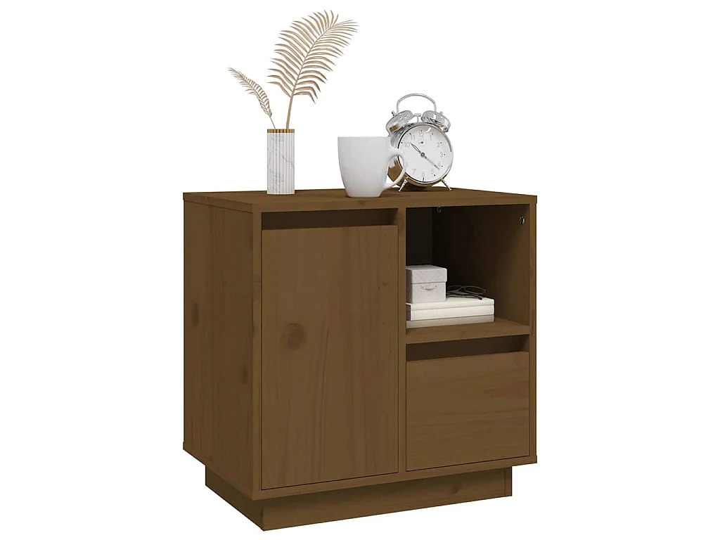 Table de chevet Marron miel 50x34x50 cm Bois de pin massif