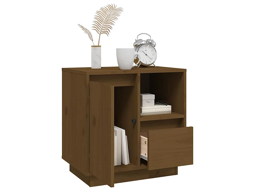 Table de chevet Marron miel 50x34x50 cm Bois de pin massif