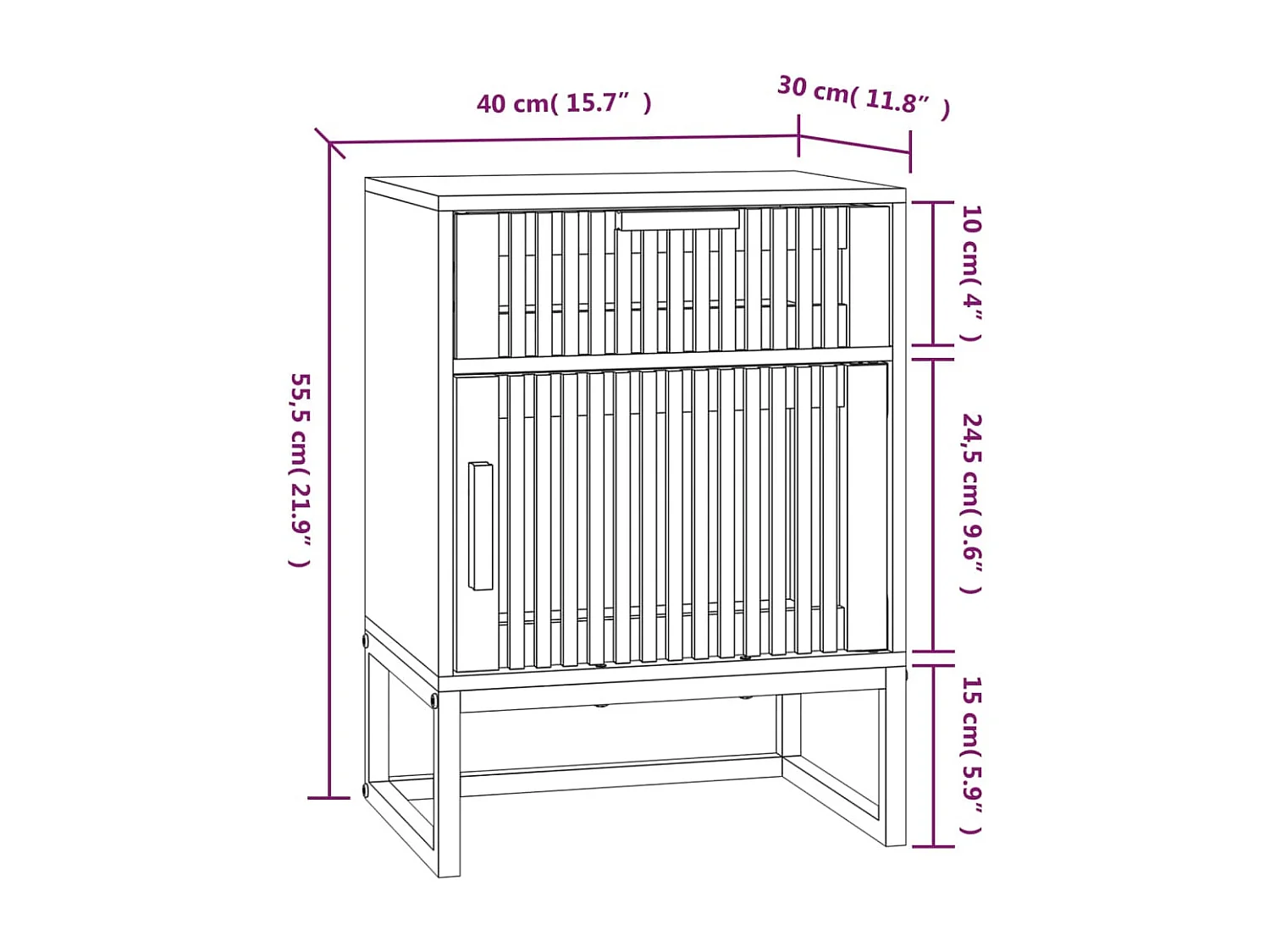 Mesas cabeceira 2 pcs 40x30x55,5 cm deriv. madeira/ferro preto