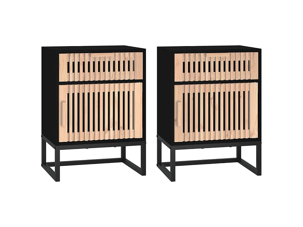 Nachtkastjes 2 st 40x30x55,5 cm bewerkt hout en ijzer zwart