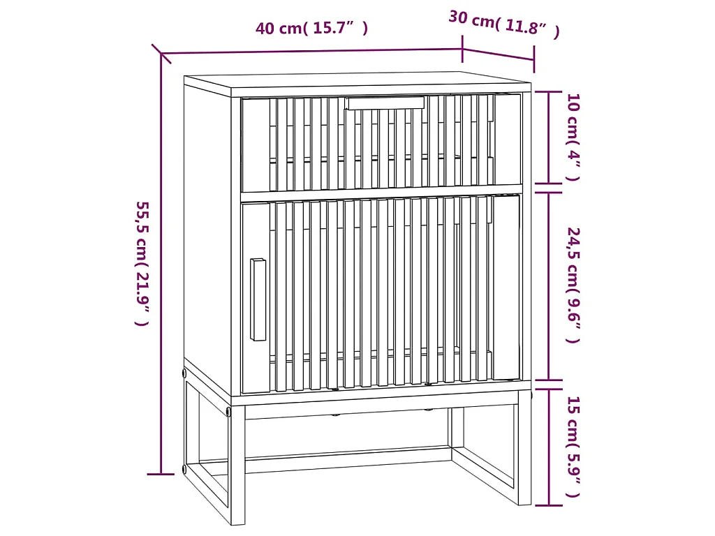 Nachtkastjes 2 st 40x30x55,5 cm bewerkt hout en ijzer zwart