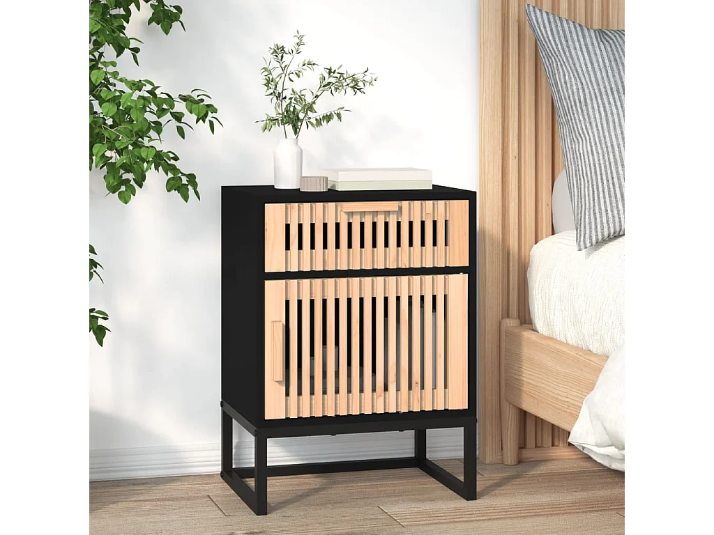 Nachtkastjes 2 st 40x30x55,5 cm bewerkt hout en ijzer zwart