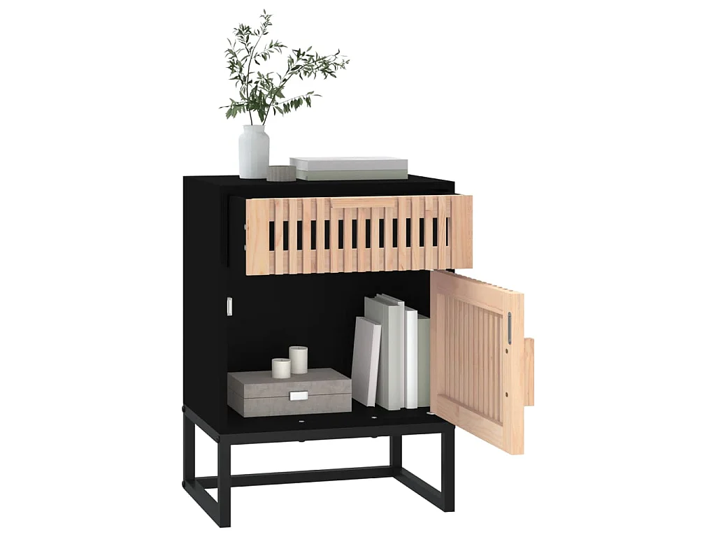 Nachtkastjes 2 st 40x30x55,5 cm bewerkt hout en ijzer zwart