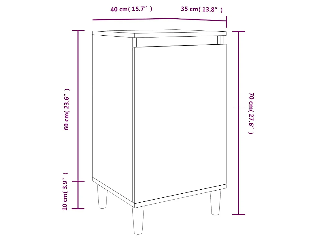 Table de chevet sonoma gris 40x35x70 cm bois d'ingénierie