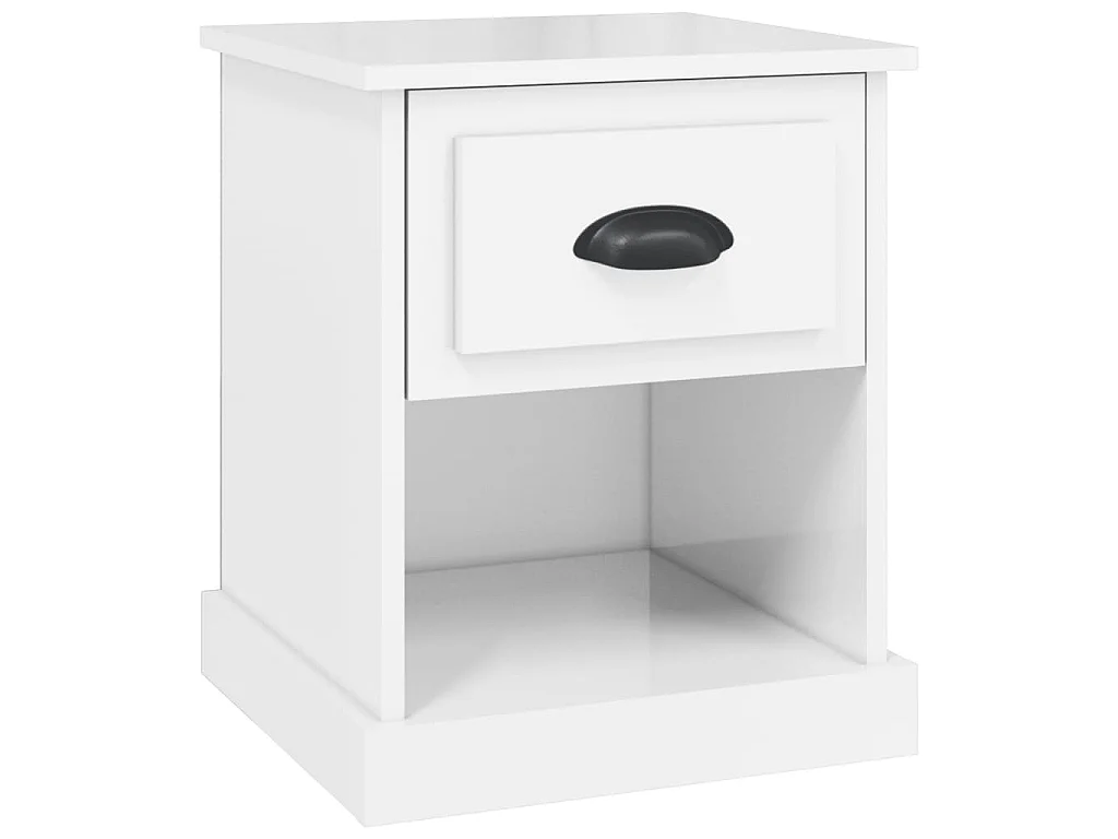 Table de chevet blanc brillant 39x39x47,5 cm Bois d’ingénierie