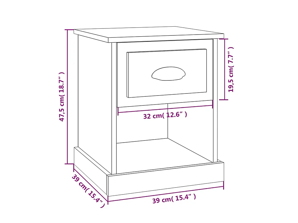 Table de chevet blanc brillant 39x39x47,5 cm Bois d’ingénierie