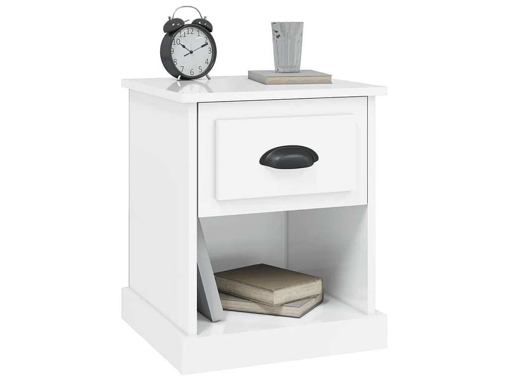 Table de chevet blanc brillant 39x39x47,5 cm Bois d’ingénierie