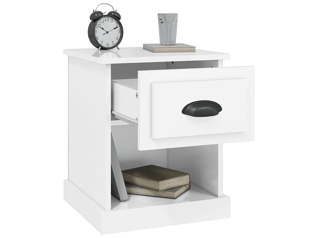 Table de chevet blanc brillant 39x39x47,5 cm Bois d’ingénierie