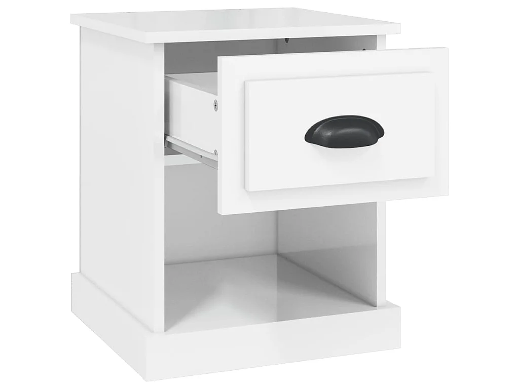 Table de chevet blanc brillant 39x39x47,5 cm Bois d’ingénierie