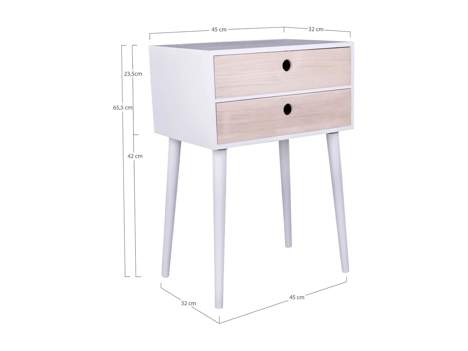 Table de chevet Annelies Blanc et naturel